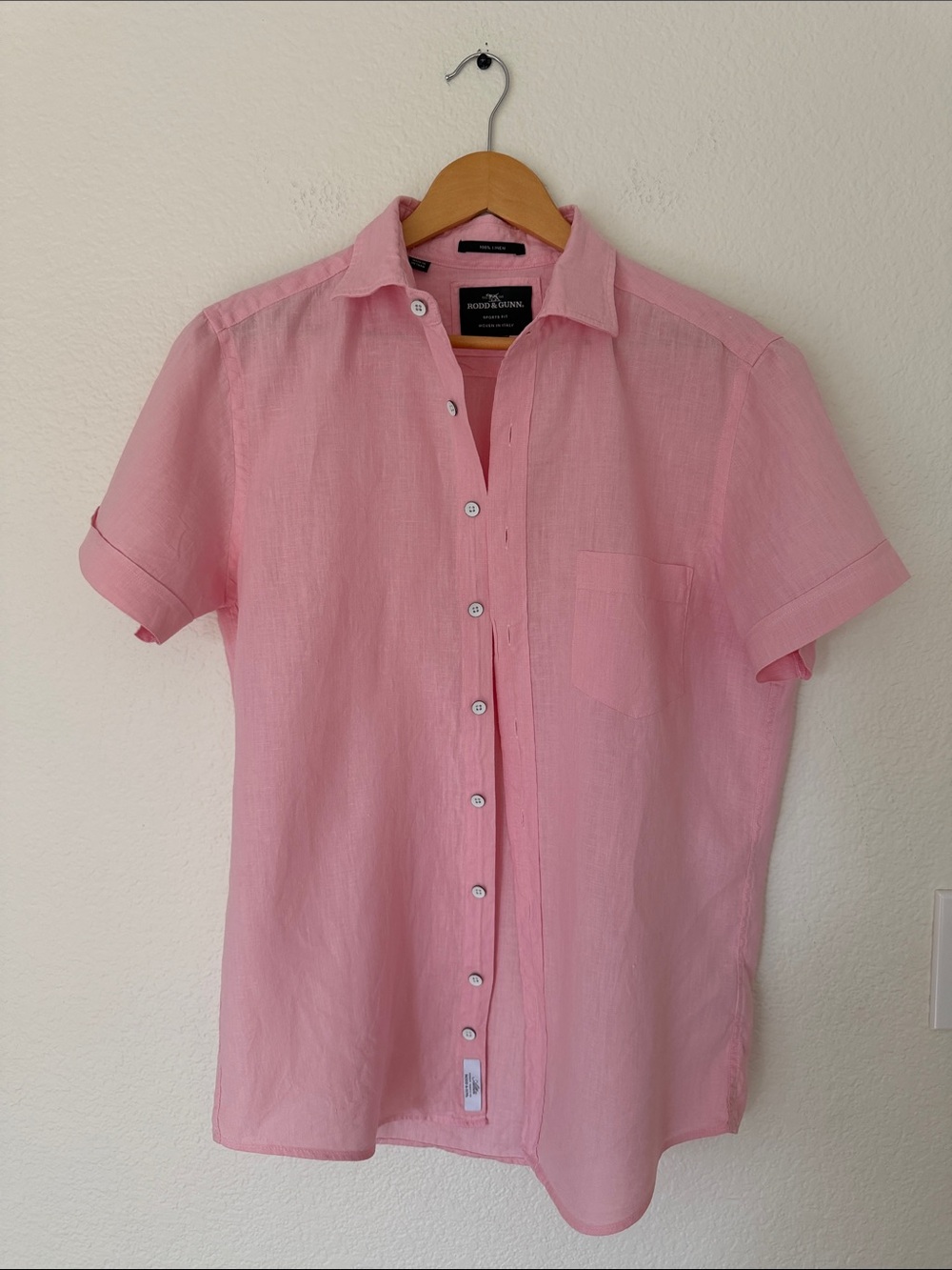 Rodd & Gunn Pink Short-Sleeve Linen Button-Down Shirt